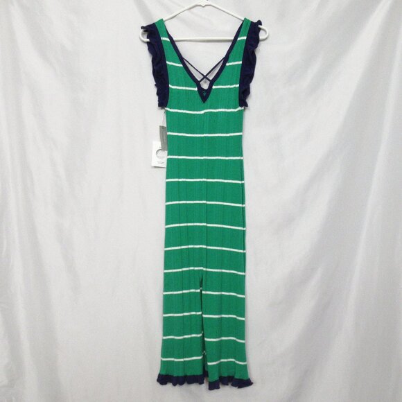 Anthropologie Daily Practice Sweater Midi Dress Green Stripe XS Petite XSP - Picture 6 of 11